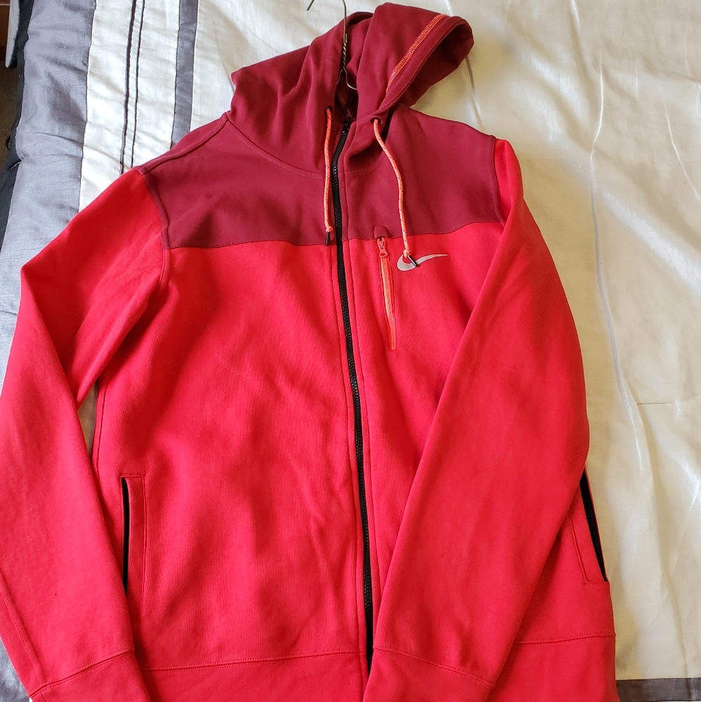 Red, Nike, Zip-up, hoodie